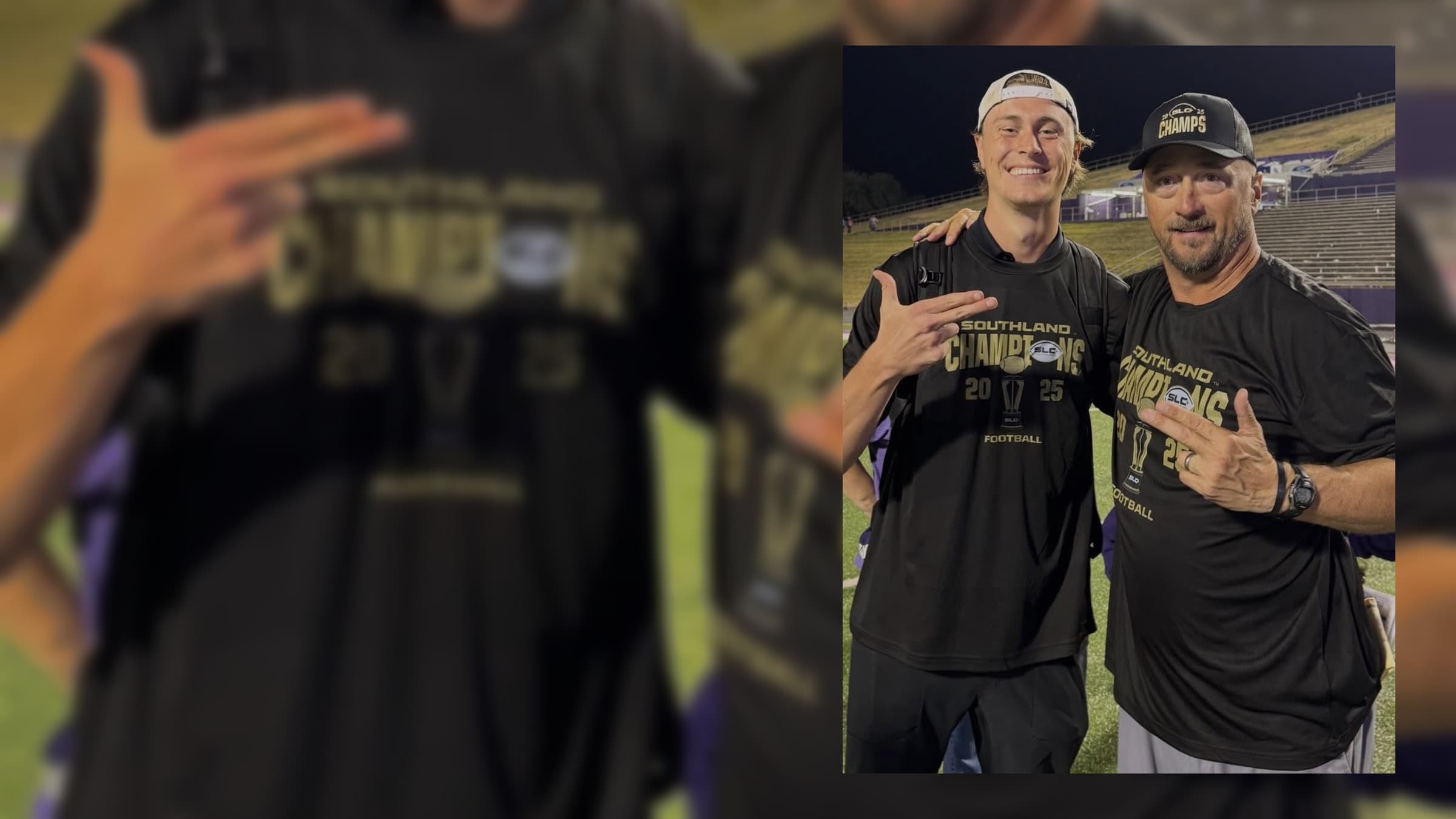 Tyler Henley with a championship-level college football coach.